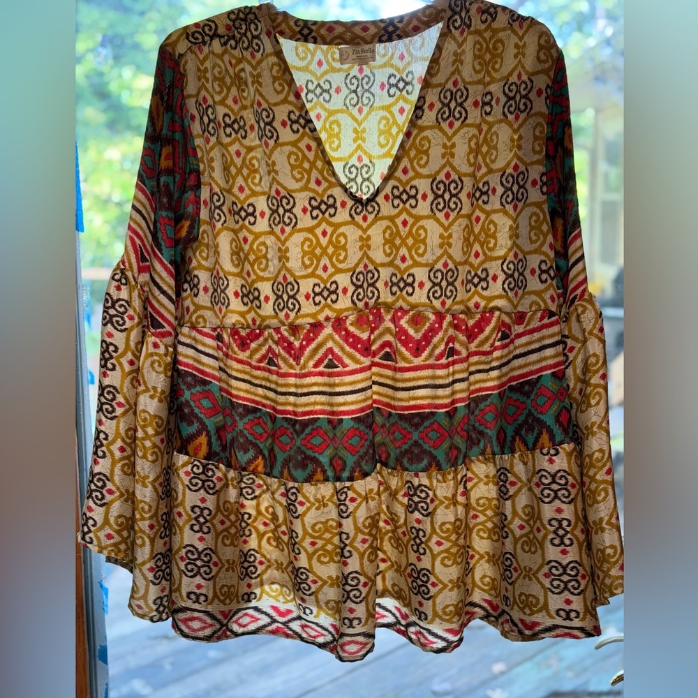 Bohemian Patterned Women's Tunic Top